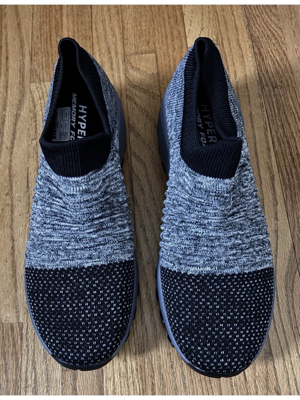 Hyper Black Gray Heather Gray Comfy Memory Foam Sneakers Size 10.5 Slip On Shoes
